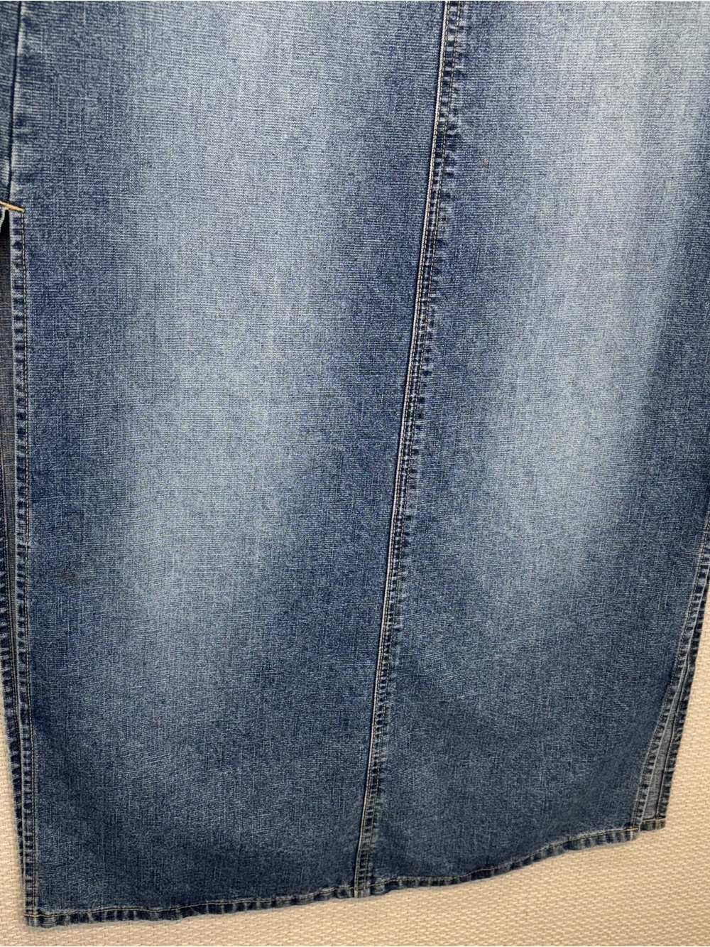 Squeeze Stephen Hardy Skirt 7/8 Blue Denim Long Maxi Button Fly Side Slit Y2K - Picture 4 of 8